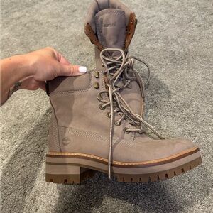 Timberland Women's Gray Lace-Up Combat Boots